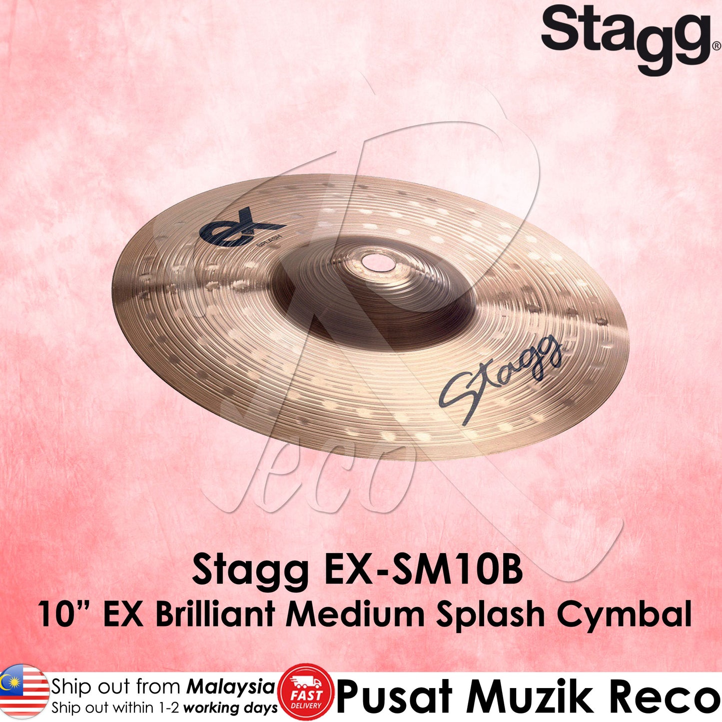 Stagg EX-SM10B 10” EX Brilliant Medium Splash Cymbal - Reco Music Malaysia