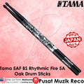Tama 5AF-BS Rhythmic Fire Japanese Oak 5A Drum Sticks, Black Silver Flame