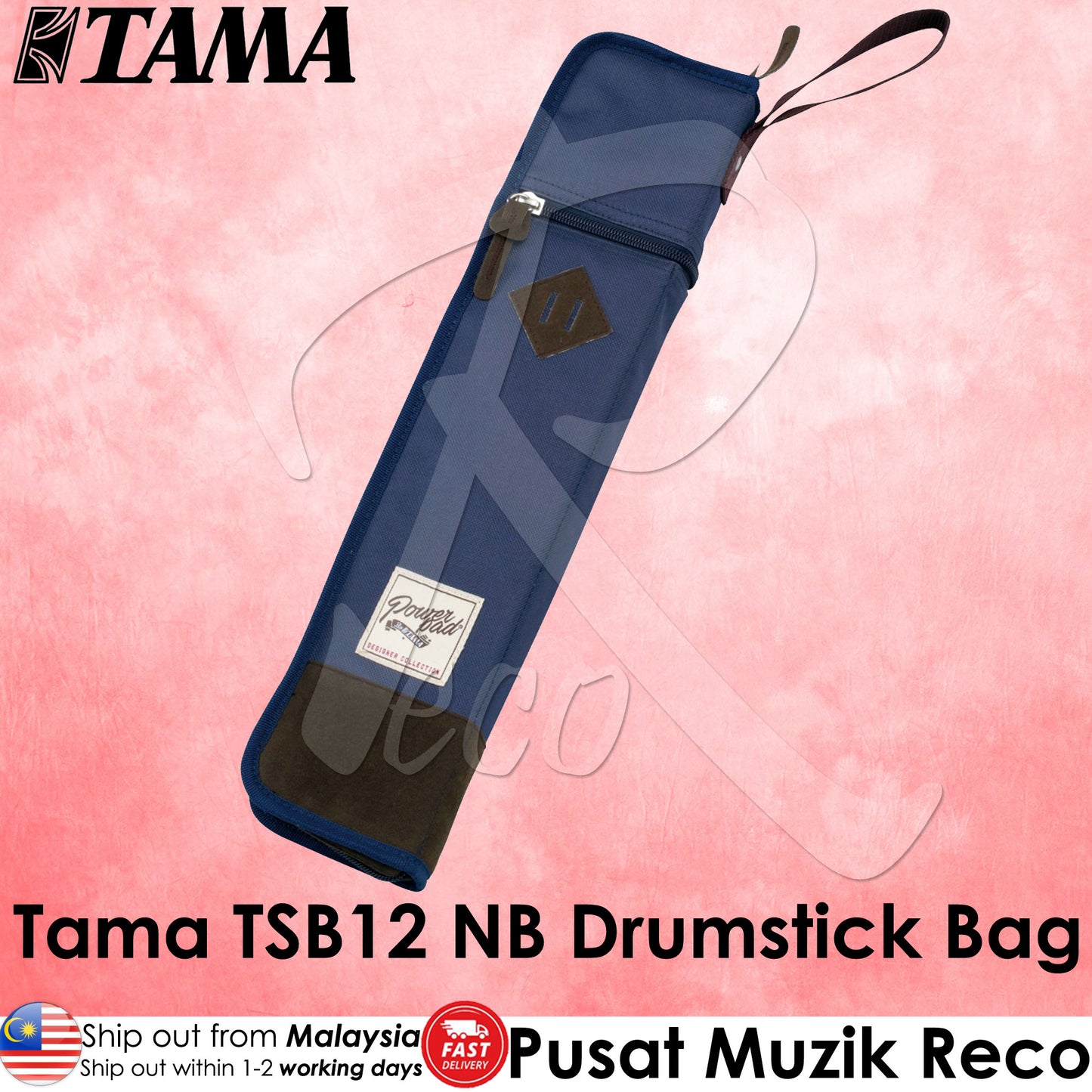 Tama TSB12NB Powerpad Designer Padded Drum Stick Bag, Navy Blue