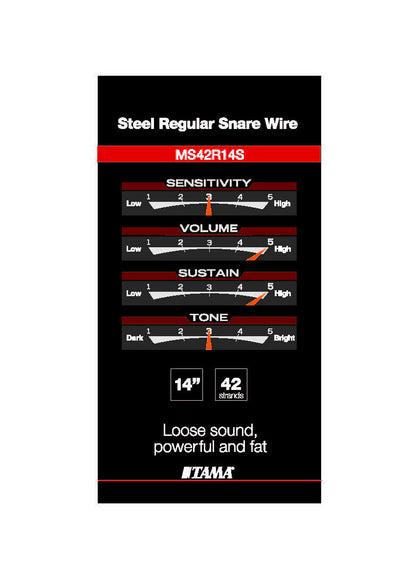 Tama MS42R14S Regular Snare Wires 14 Inch 42 Strands 14in Carbon Steel Snare Wires Snare Drum Snappy Snare Wire