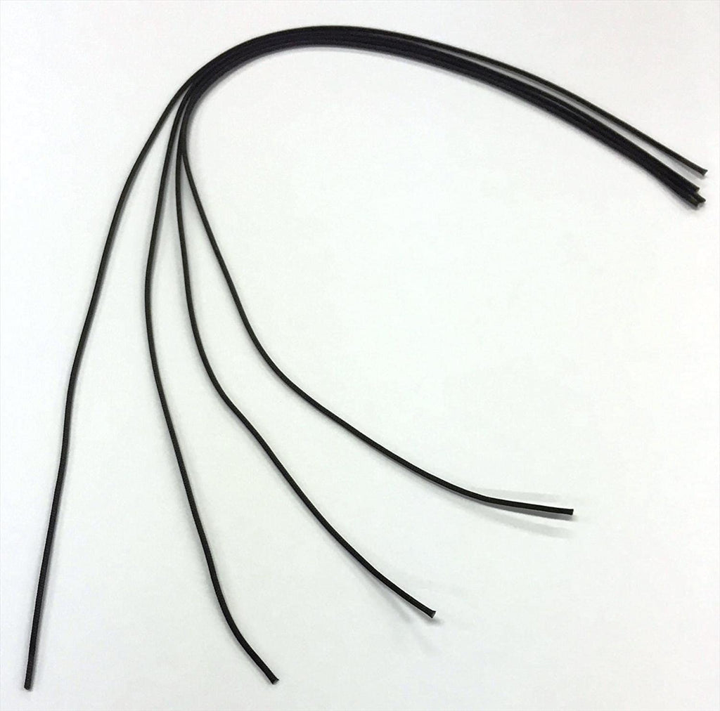 Set of black rubber strips on a white background