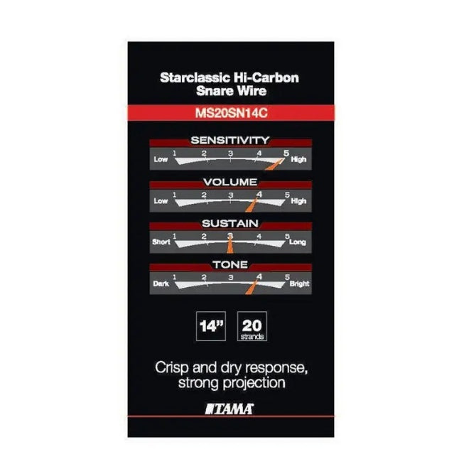 Tama MS20SN14C Starclassic Hi-Carbon Steel Snare Wires 14" 20 Strands