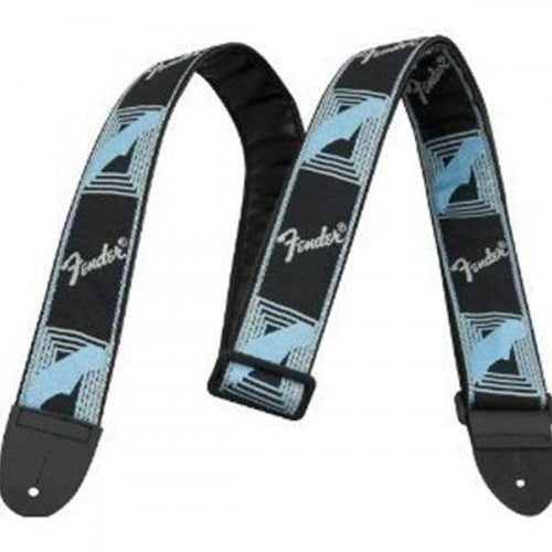 Fender 0990681502 2" Monogrammed Electric Guitar Strap, Black/Light Gray/Blue - Reco Music Malaysia