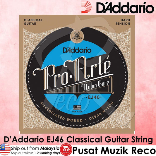 *D'Addario EJ46 Pro-Arté Nylon Classical Guitar Strings, Hard Tension - Reco Music Malaysia