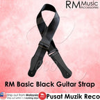 RM Basic Black Acoustic Electric Guitar Strap Seatbelt Material - Reco Music Malaysia
