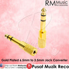 【2PCS】Gold Plated 6.5mm to 3.5mm Jack Converter Plug Stereo Audio Adapter (2 pcs) - Reco Music Malaysia