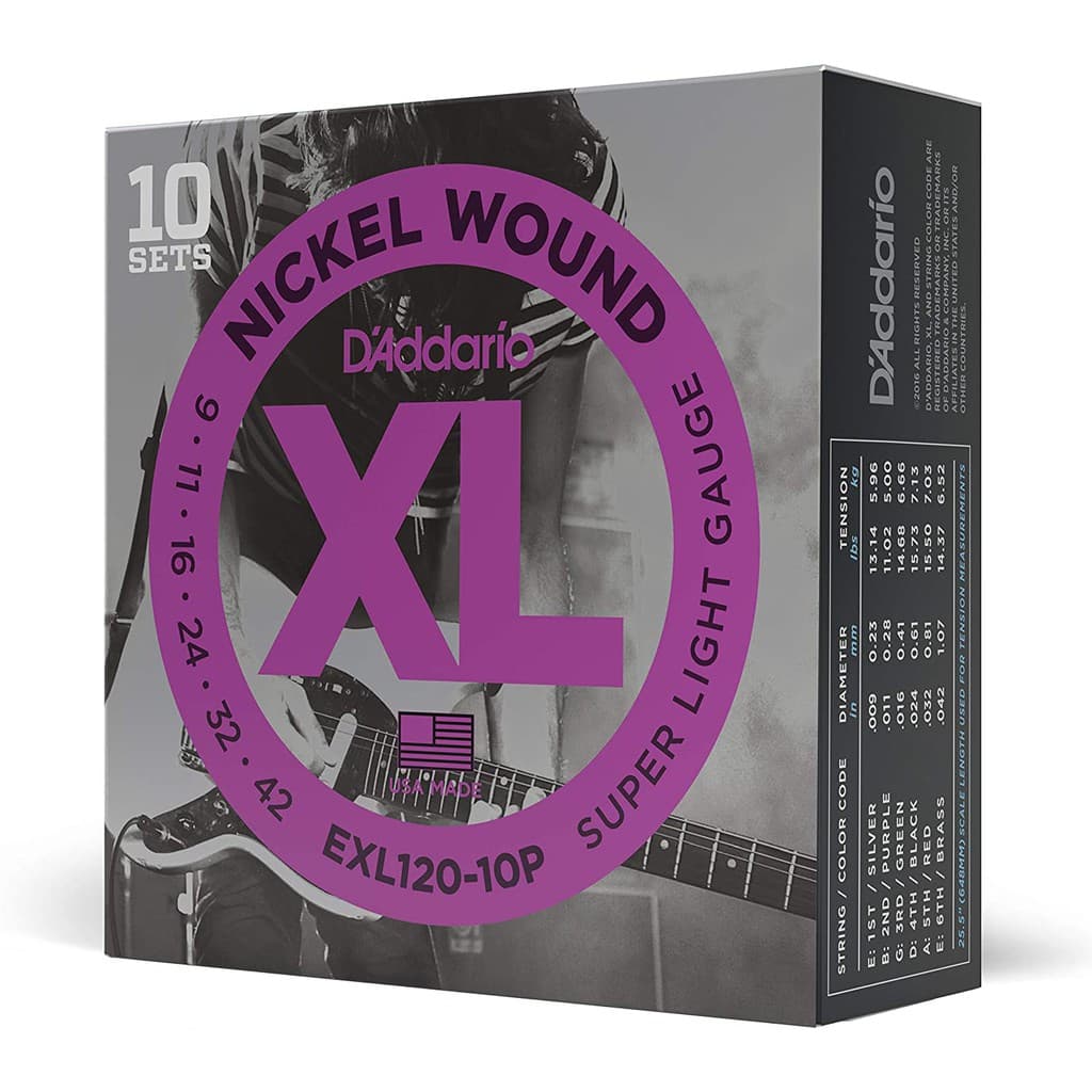 *D'Addario EXL120-10P Nickel Wound Electric Guitar Strings Pack - Reco Music Malaysia
