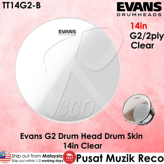 *Evans TT14G2 G2 Clear 14-inch Tom Drum Head - Reco Music Malaysia