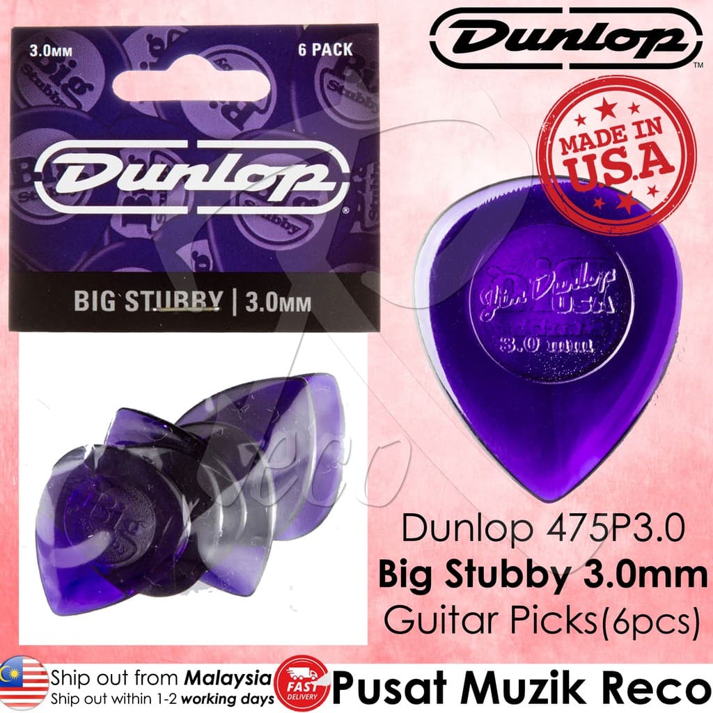 *Jim Dunlop 475P3.0 Big Stubby 3.0mm Guitar Picks Player Pack - Reco Music Malaysia