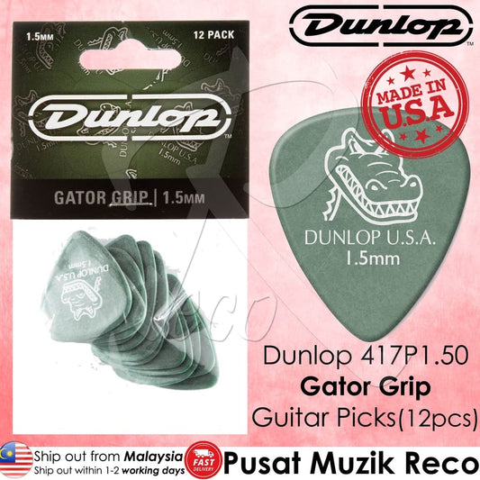 *Jim Dunlop 417P150 Gator Grip 1.50mm Guitar Picks, Green - Reco Music Malaysia