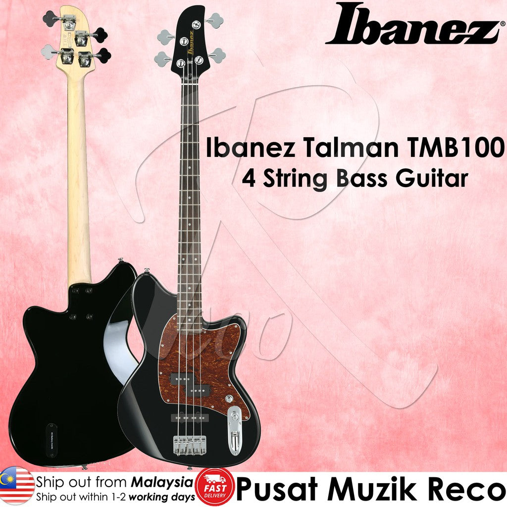 Ibanez Talman TMB100-BK 4 String Poplar Body Electric Bass Guitar, Black - Reco Music Malaysia
