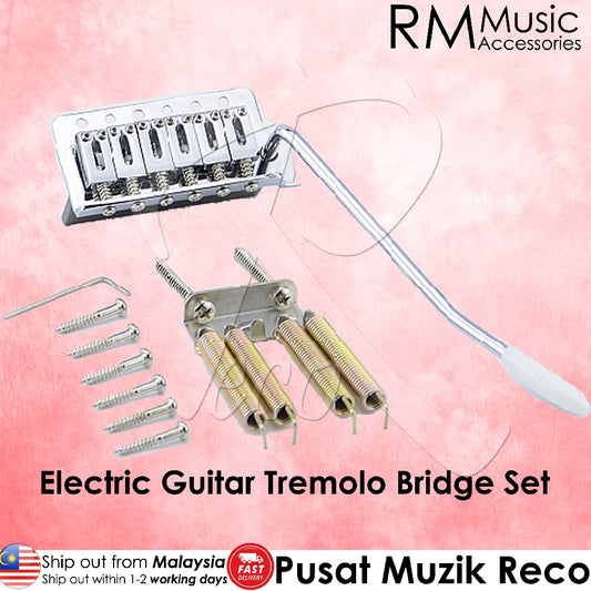 RM GF-0868 Electric Guitar Tremolo Bridge System Set Chrome - Reco Music Malaysia