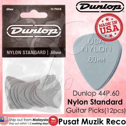 *Jim Dunlop 44P.60 Nylon Standard Guitar Picks, 12-Pack - Reco Music Malaysia