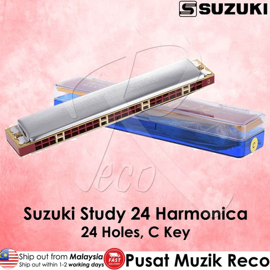 *Suzuki Study-24 Tremolo Harmonica 24 Holes C Key - Reco Music Malaysia