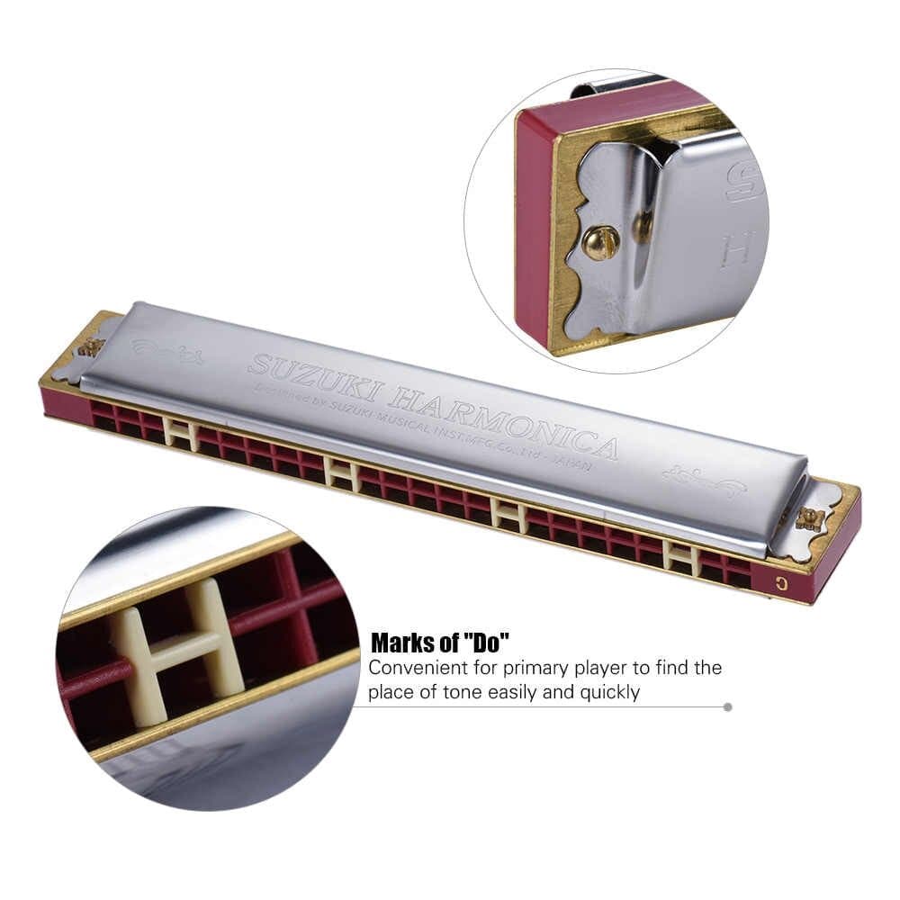 Suzuki Study-24 Tremolo Harmonica 24 Holes C Key – Reco Music Malaysia