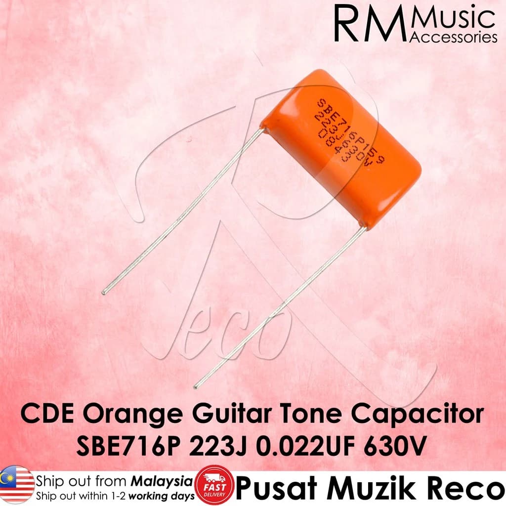 *CDE Sprague SBE716P159 223J 0.022UF 630V Guitar Orange Drop Capacitor Tone Caps - Reco Music Malaysia