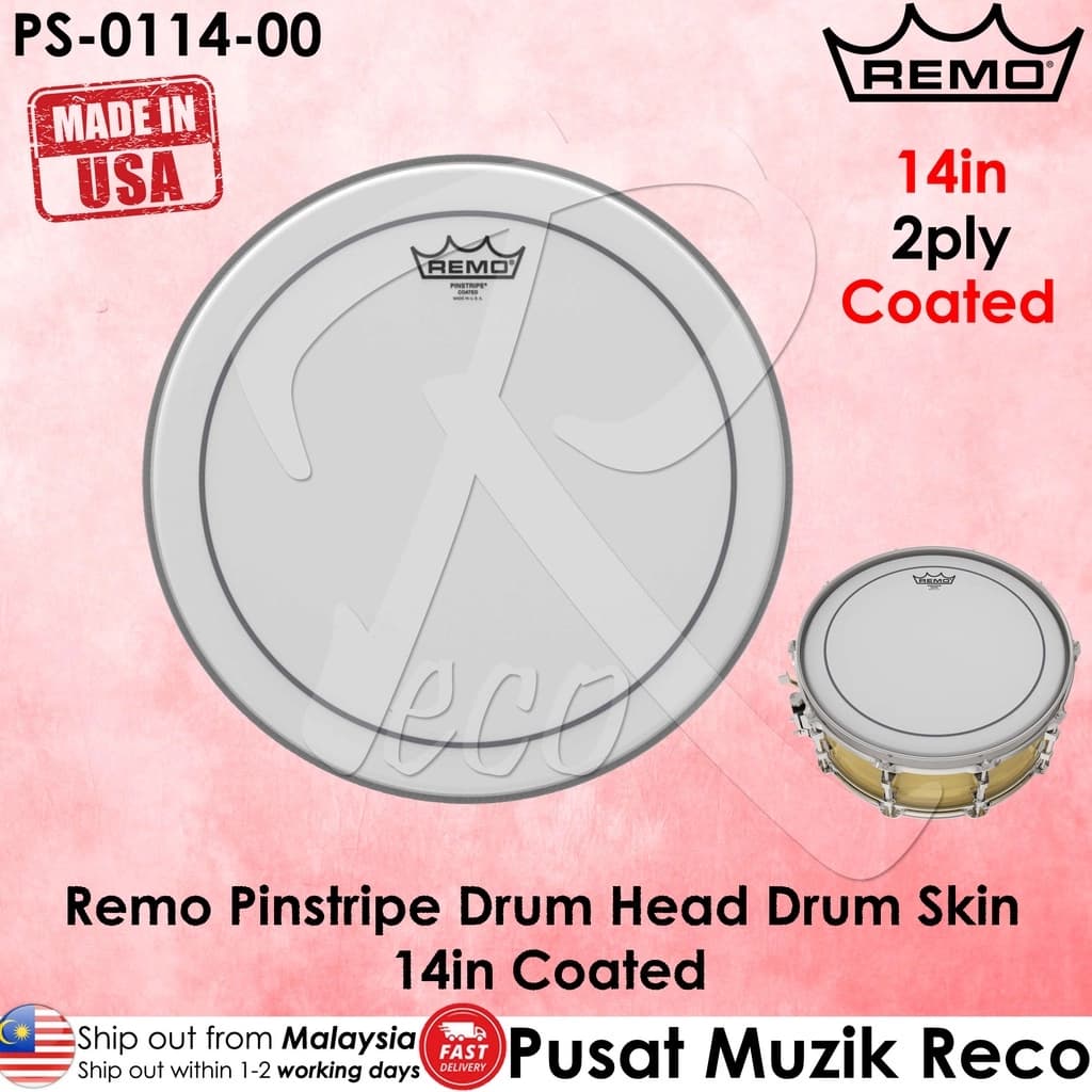 *Remo PS-0114-00 Coated Pinstripe 14" Drum Head - Reco Music Malaysia