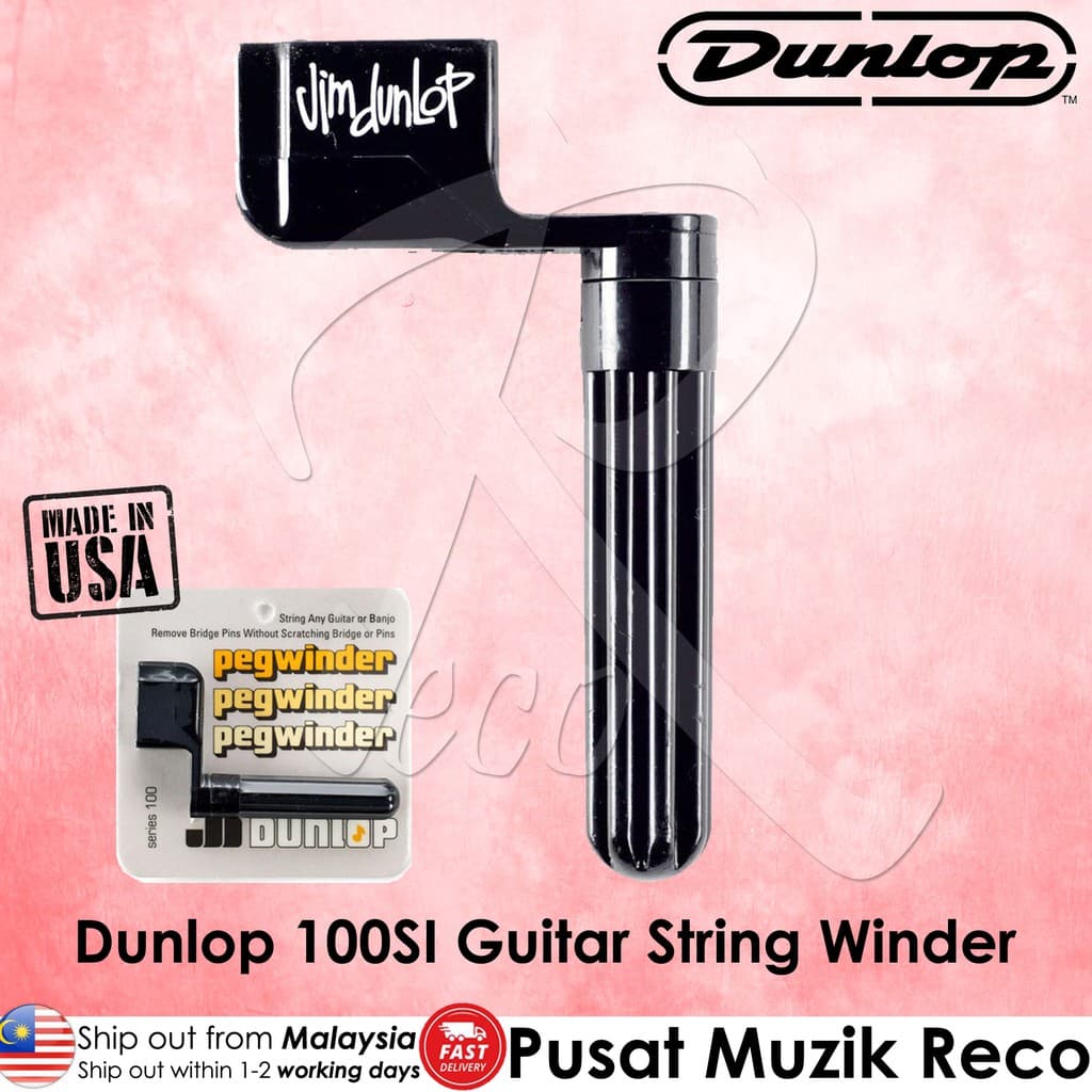 *Jim Dunlop 100SI Black Guitar String Winder PegWinder - Reco Music Malaysia