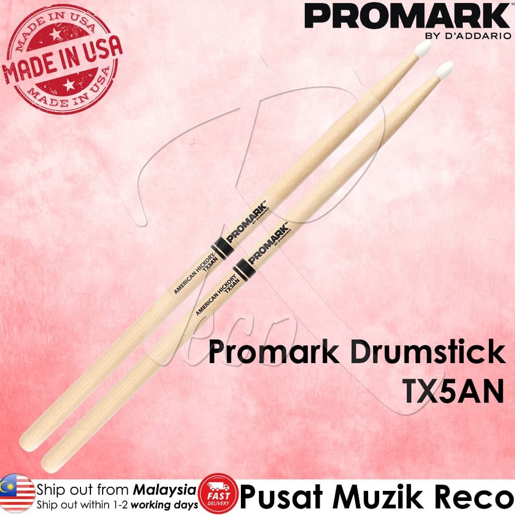*Promark TX5AN Classic Forward Hickory 5A Drumsticks - Reco Music Malaysia