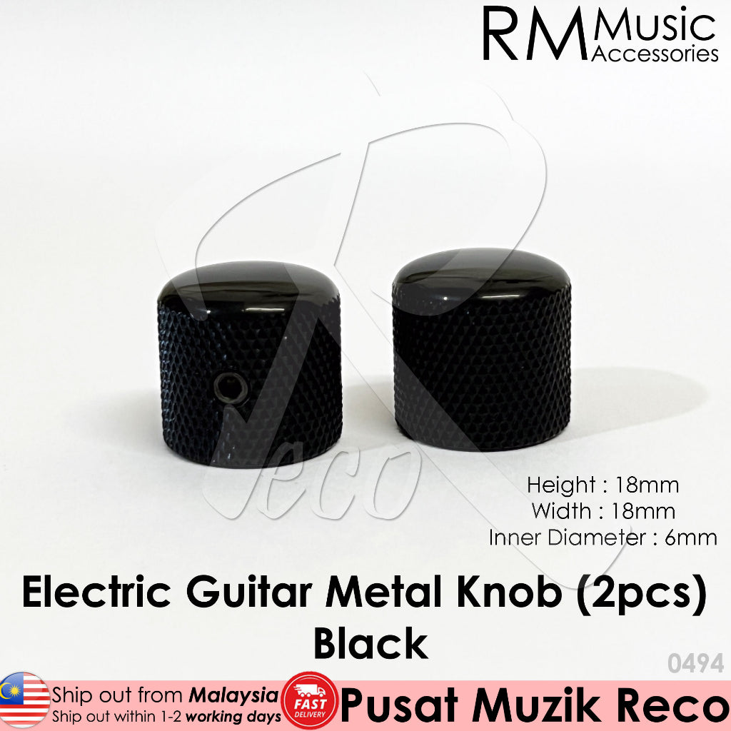 RM GF-0494-93 Electric Guitar Metal Volume Tone Control Knobs, Black - Reco Music Malaysia