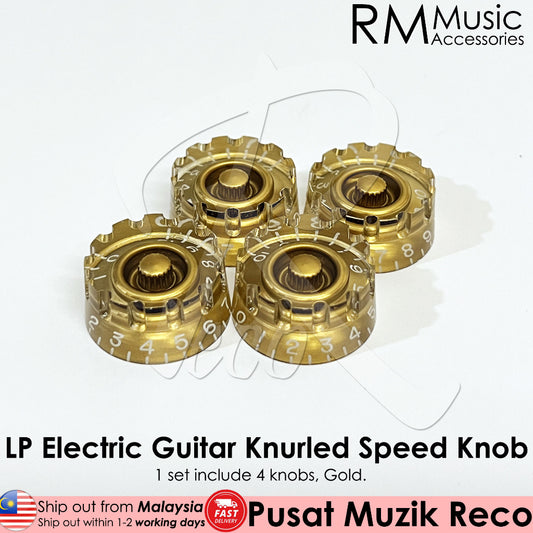 RM 18 Splines LP Electric Guitar Knurled Speed Knob, Gold ( Set Of 4 )
