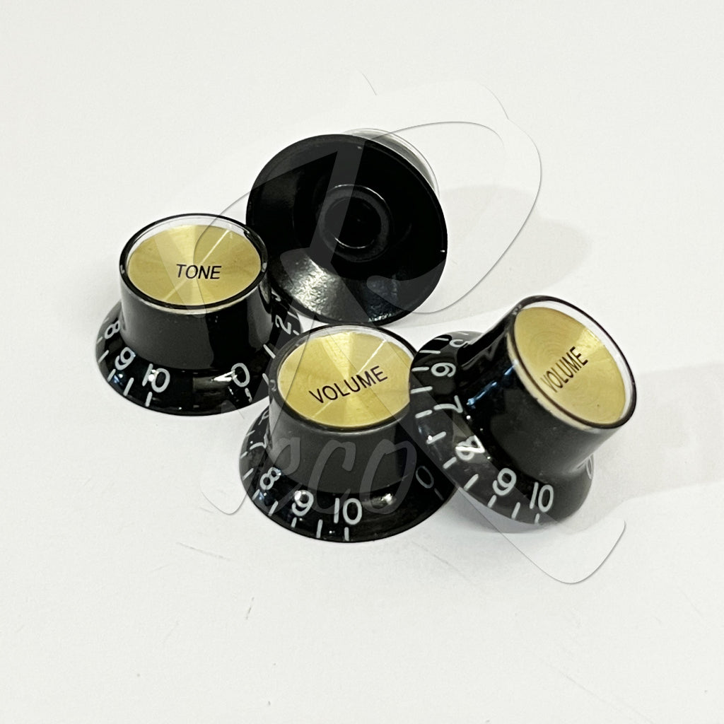 RM GF-0159-02/04 LP Electric Top Hat Knob with 18 Splines and Black Gold Color - Reco Music Malaysia