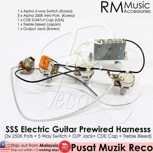 *RM GF1155 SSS Electric Guitar Prewired Guitar Wiring Electronics Harness Kit - Reco Music Malaysia