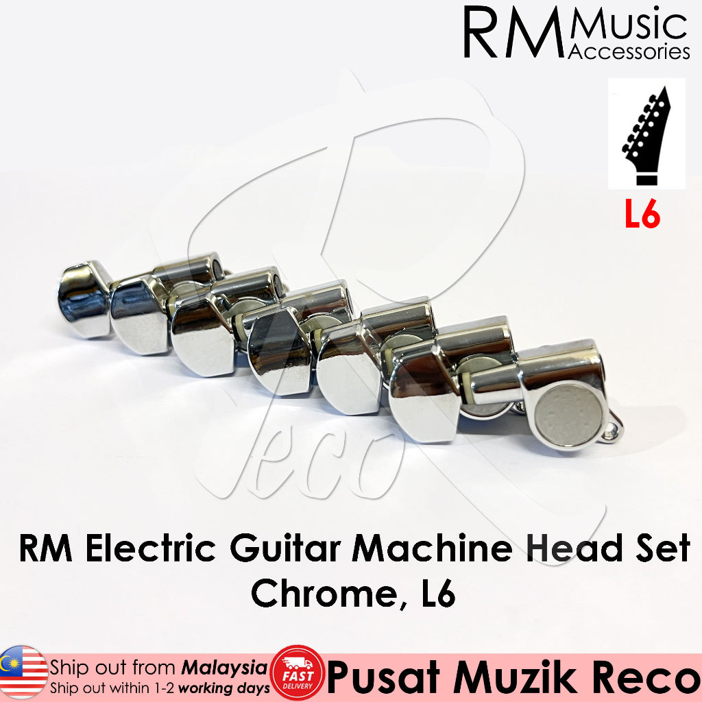 RM Electric Guitar Machine Head Tuner SET Tuning Peg REVERSE HEAD / LEFT HANDED 6 In Line [MADE IN KOREA] - Reco Music Malaysia