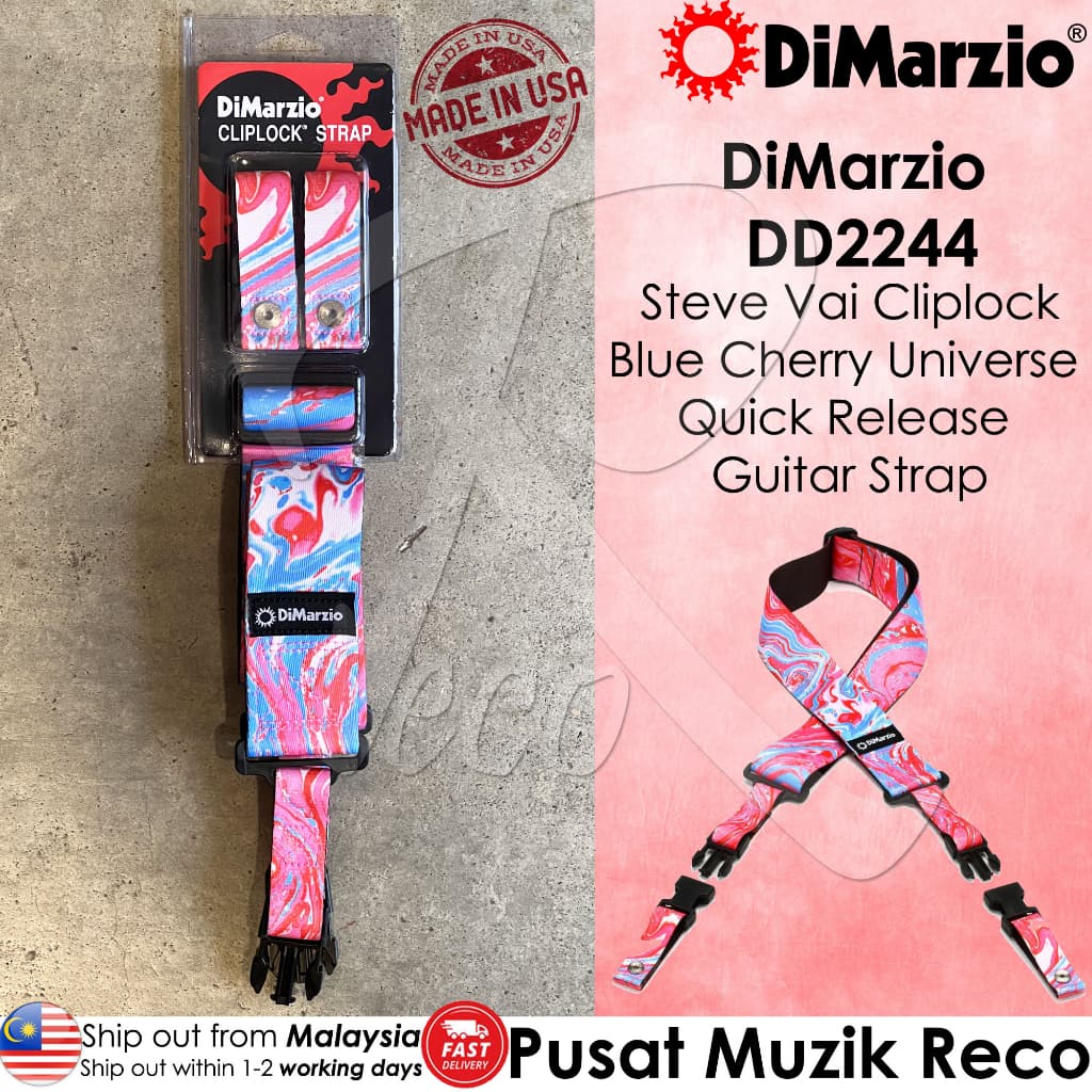 Dimarzio DD2244 Steve Vai Cliplock Guitar Strap, Blue Cherry Universe - Reco Music Malaysia