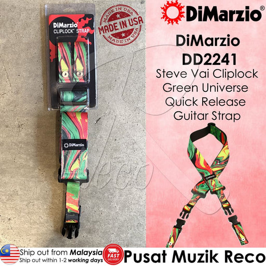DiMarzio DD2241 Steve Vai Cliplock Guitar Strap, Green Universe - Reco Music Malaysia