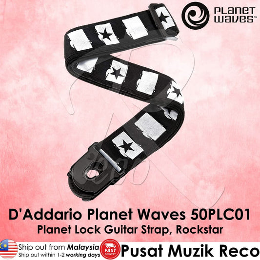 *D’addario 50PLC01 Planet Lock Guitar Strap, Rock Star - Reco Music Malaysia
