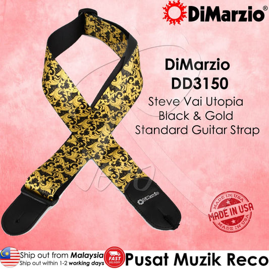 DiMarzio DD3150 2'' Steve Vai Utopia ClipLock Strap - Black Gold - Reco Music Malaysia