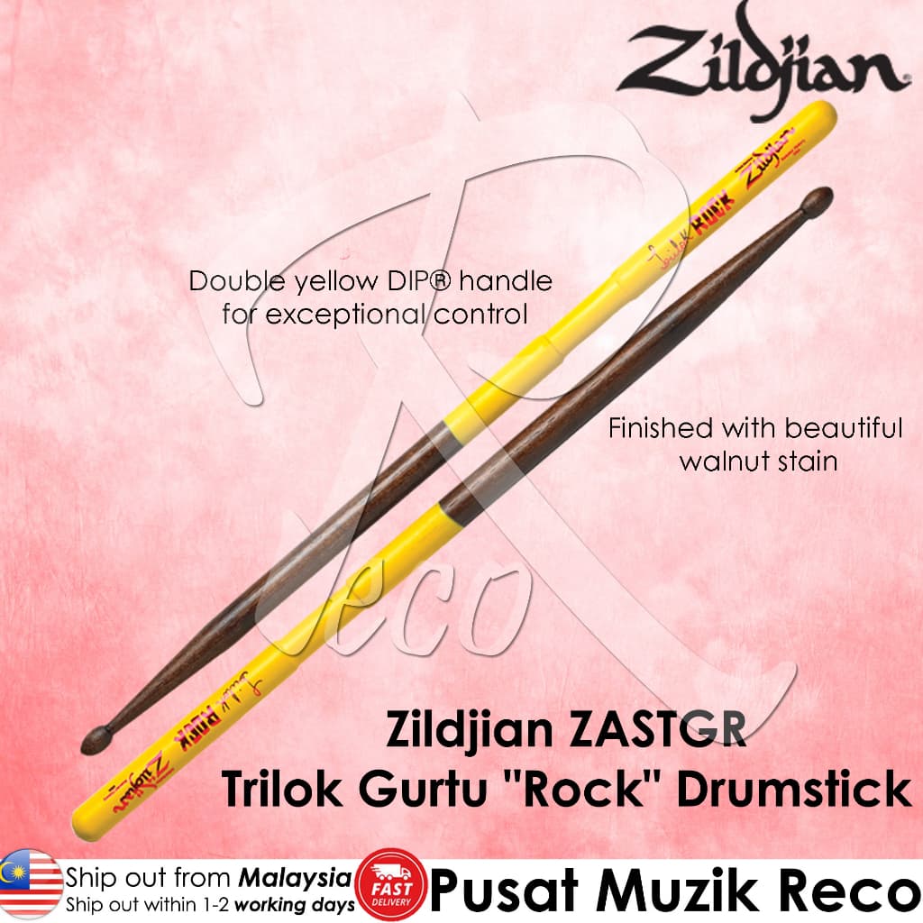 *Zildjian ZASTGR Trilok Gurtu "Rock" Artist Series Drumsticks - Reco Music Malaysia