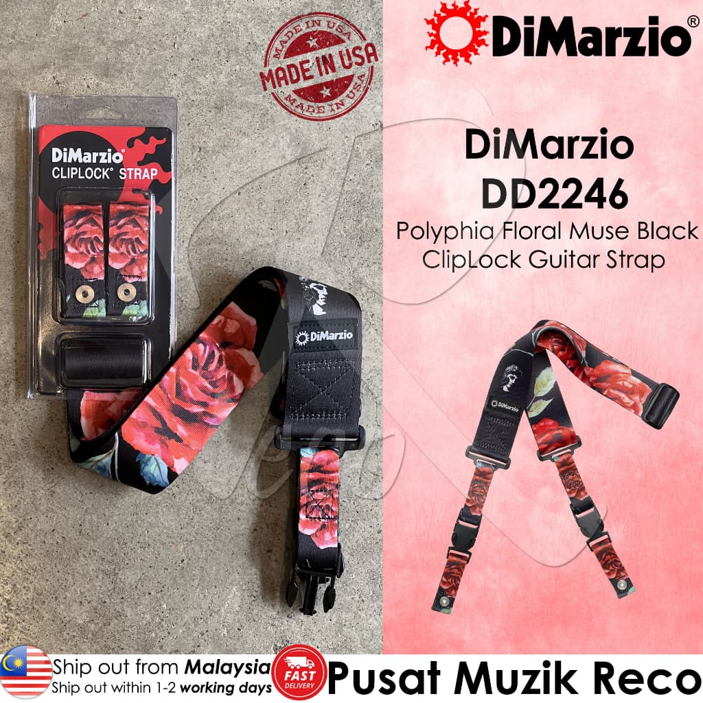 DiMarzio DD2246 Polyphia Cliplock, Rose On Black Design - Reco Music Malaysia