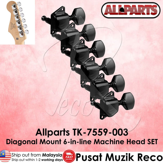 *ALLPARTS TK-7559-003 6-in-line Black Tuning Keys Set (TK7559003) - Reco Music Malaysia
