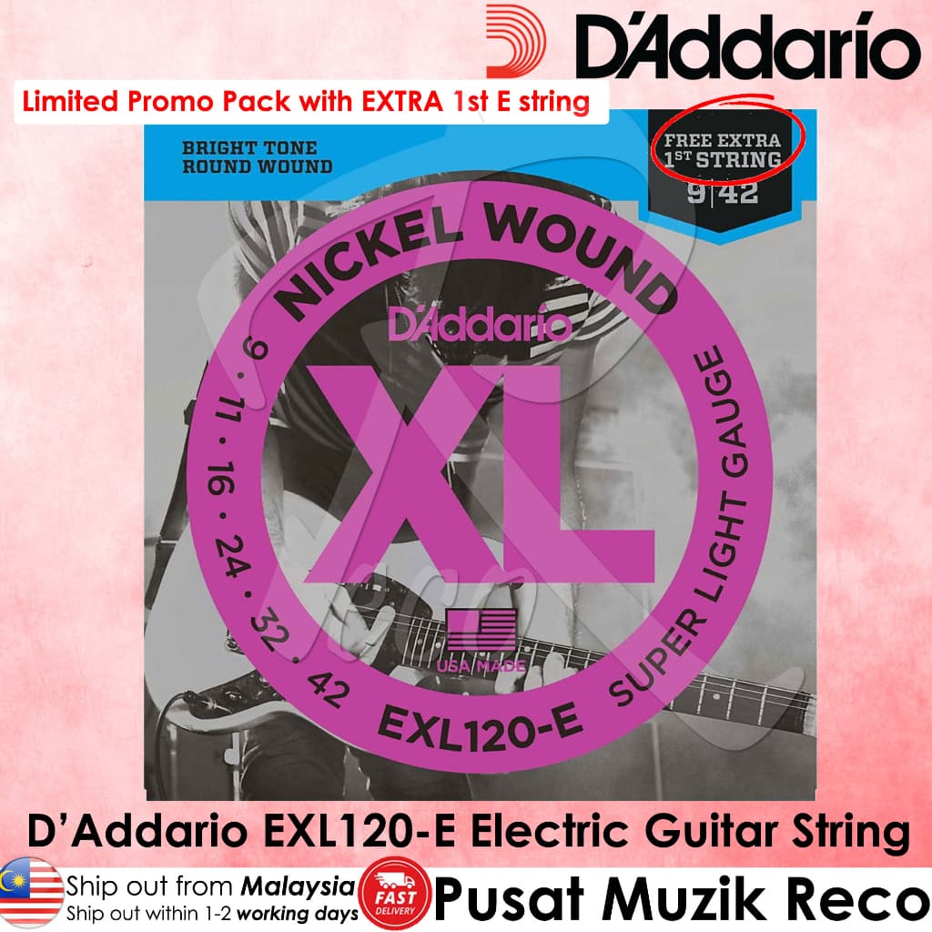 *D'Addario EXL120-E Nickel Wound Electric Guitar Strings (Bonus Pack) - Reco Music Malaysia