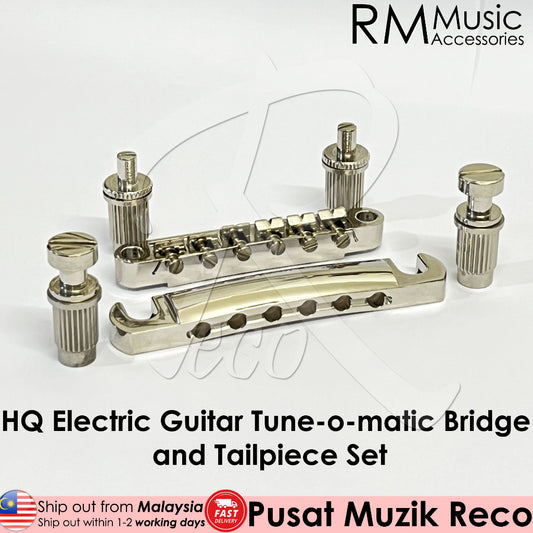 RM GF0252-92 Chrome Electric Guitar Epiphone Tune-o-matic Bridge and Tailpiece Set Stopbar Set - Reco Music Malaysia