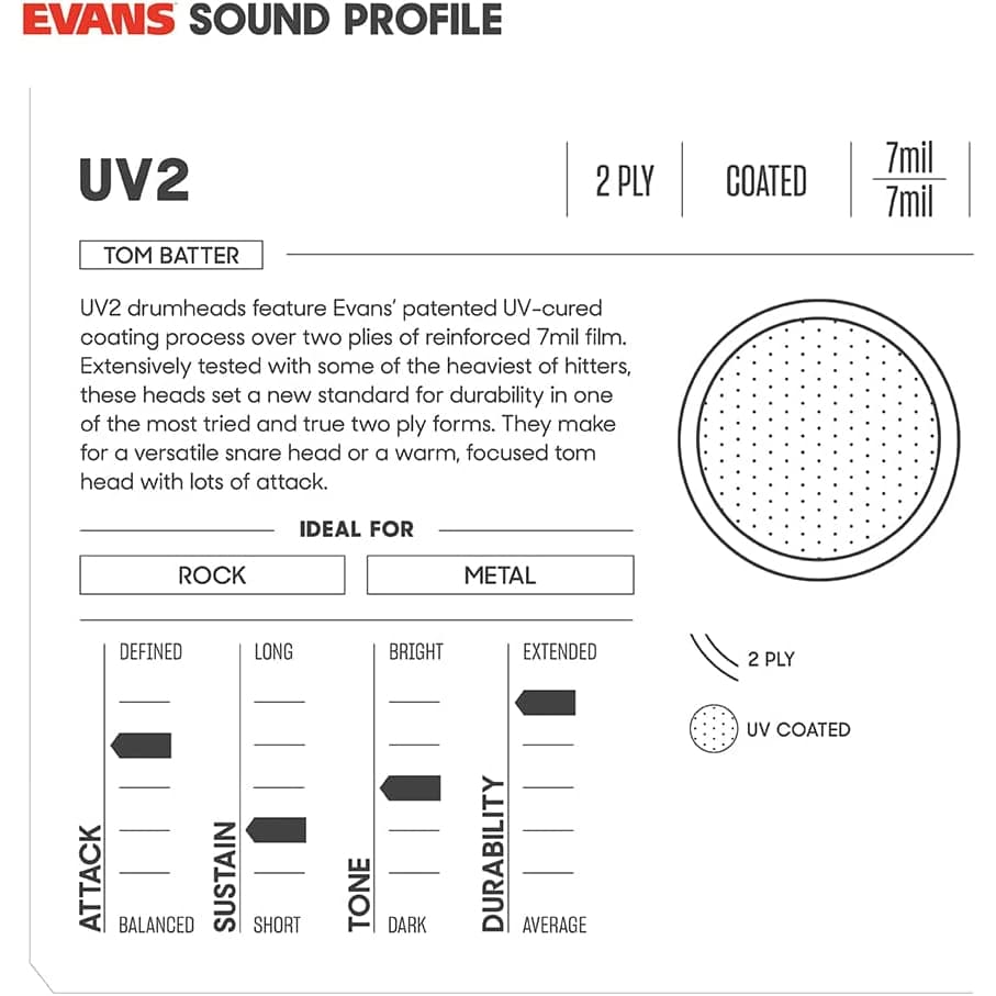 *Evans B13UV2 UV2 Coated 13" Tom Drumhead - Reco Music Malaysia