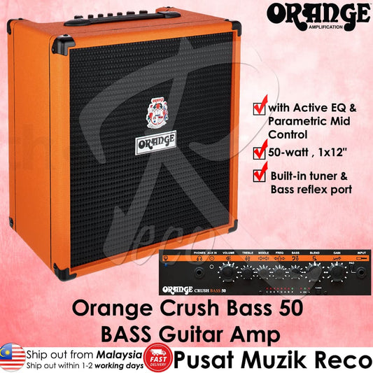 *Orange Crush Bass 50 1x12 50W Bass Combo Amplifier - Reco Music Malaysia