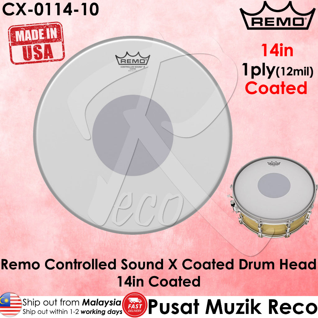 Remo CX-0114-10 Controlled Sound X Coated Black Dot Snare Drumhead, 14" (CX011410/CX 0114 10)  - Reco Music Malaysia: 
