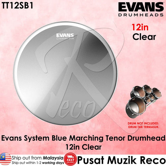 *Evans TT12SB1 12" System Blue - Marching Tenor Drumhead - Reco Music Malaysia