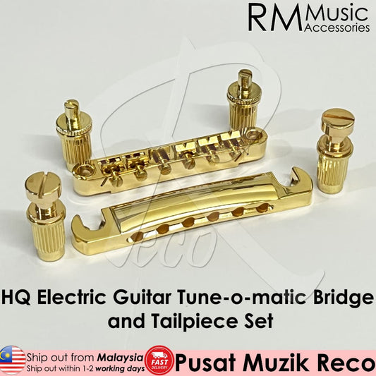 *RM Gold Electric Guitar Epiphone Tune-o-matic Bridge and Tailpiece Set Stopbar Set - Reco Music Malaysia