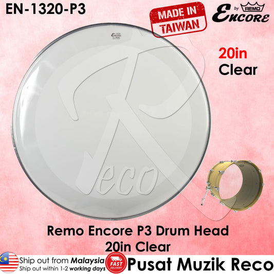 REMO Encore EN-1320-P3 Powerstroke 3 20" Clear Bass Drum Head - Reco Music Malaysia