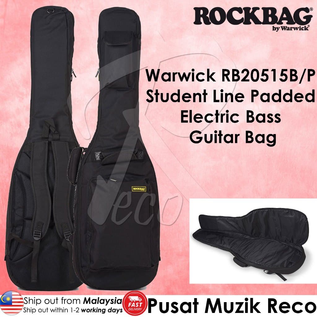 *Warwick RB20515B RockBag Student Line Plus Bass Guitar Gig Bag, Black - Reco Music Malaysia