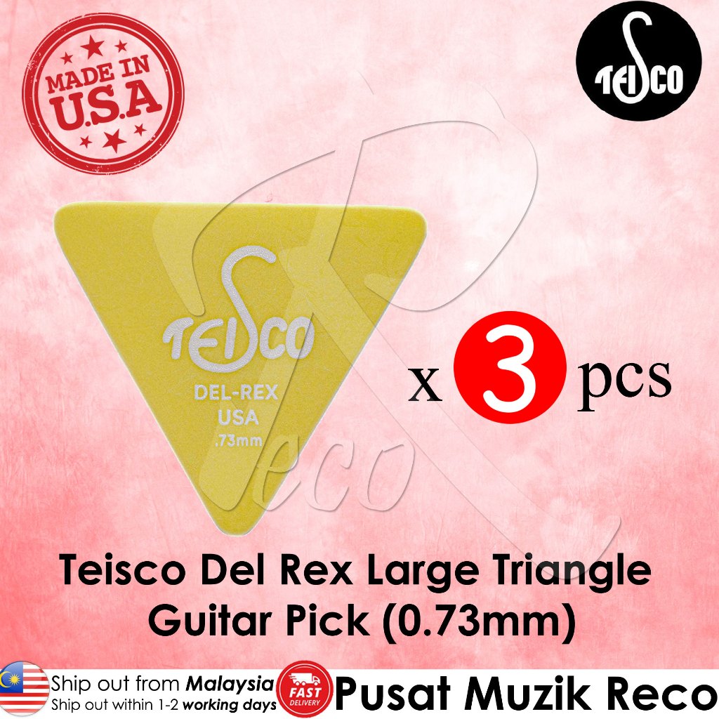 Teisco TSC-03201 Del Rex Large Triangle Guitar Pick, .73mm, 3-Pick Pack - Reco Music Malaysia