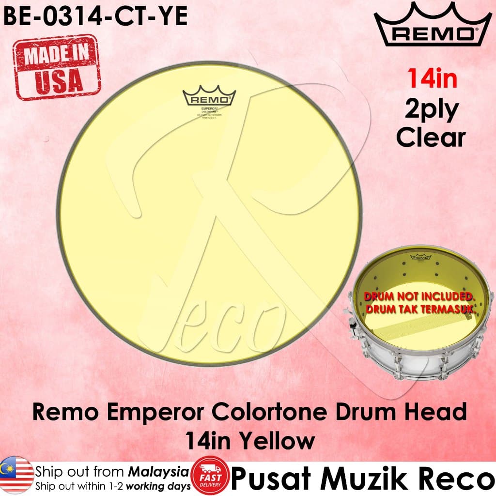 *Remo BE-0314-CT-YE 14" Emperor Colortone Yellow Drum Head - Reco Music Malaysia