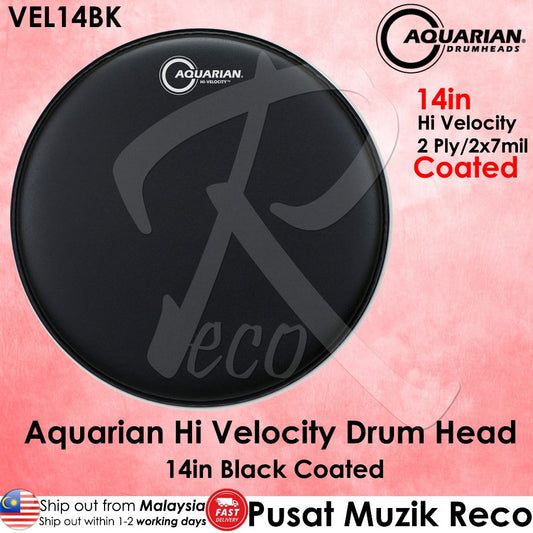 Aquarian VEL14BK Hi-Velocity Snare Batter Black Drumhead - Reco Music Malaysia