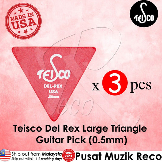 Teisco Del Rex Large Triangle Guitar Pick, .50mm, 3-Pick Pack - Reco Music  Malaysia