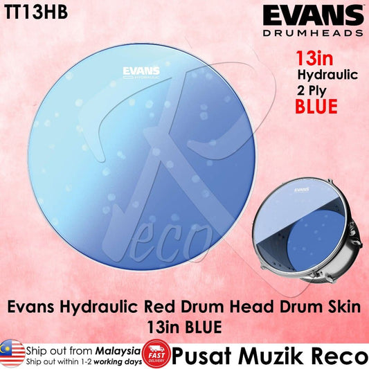 *Evans TT13HB Hydraulic Blue Drum Head, 13 inch - Reco Music Malaysia