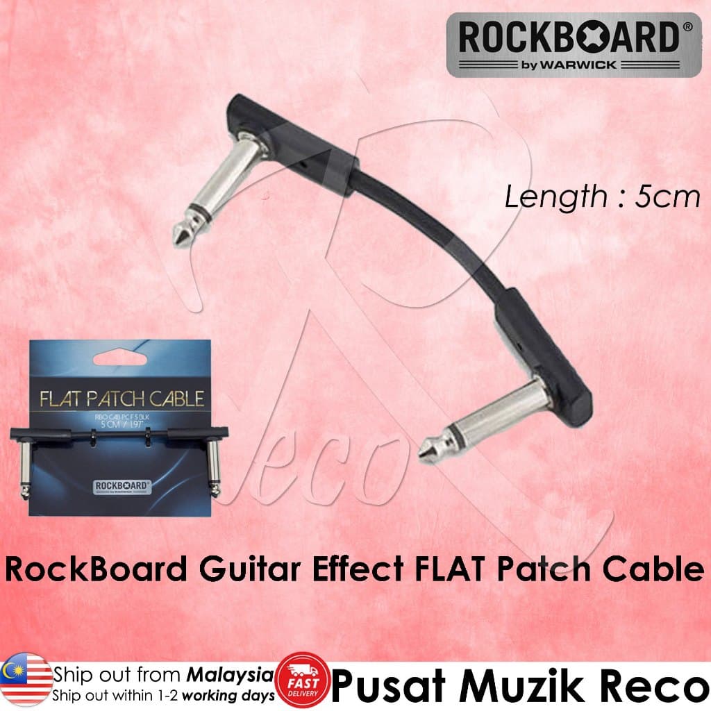 *Warwick RockBoard Flat Patch Cable, Black, 5cm - Reco Music Malaysia